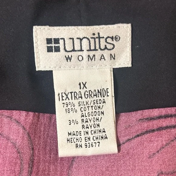 Units Vintage Silk Blend Kimono 1X Pink Black Floral Open Jacket Whimsigoth - Picture 8 of 10